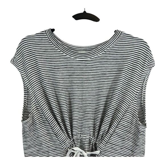 Max Studio Womens Size Medium White Black Stripe Sleeveless Tie Front Top - Picture 2 of 4